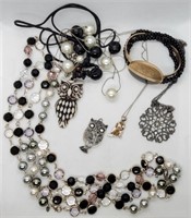 Owl Black & White Fashion Jewelry Set