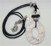Chico's Marble Medallion Style Necklace