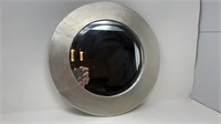 16" Round Silver Wood Framed Mirror
