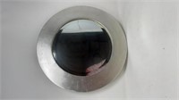 16" Round Silver Wood Framed Mirror