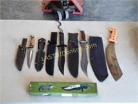 Assorted Knives & Blades with Belt Sheaths