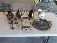 Assorted Silver Colored Serving Pieces & More