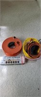 Extension cord reel, metal surge protector,