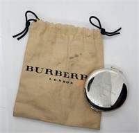 Burberry Silver Plate Travel Mirror w/ Pouch