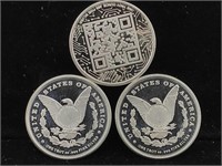 3-1oz rounds morgan style 999 silver