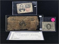 Fractional currency lot and tabacco bill