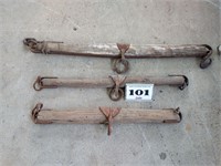 3 antique mule drawbars or singletrees
