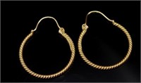 9ct Rose gold rope twist hoop earrings