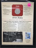 Silver half dollar with info history sheet