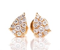 Diamond set 18ct rose gold "pear" stud earrings