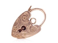 Early 20th C. 9ct rose gold heart padlock