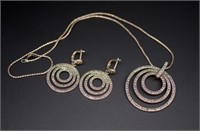 Retro silver & marcasite pendant and earrings