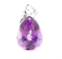 Large amethyst and silver pendant