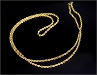 Good 9ct yellow gold rope twist necklace
