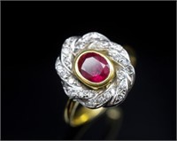 Vintage ruby & diamond set two tone 18ct gold