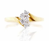 Five stone diamond set 18ct yellow gold ring