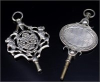 Two 19th C. silver fob watch keys