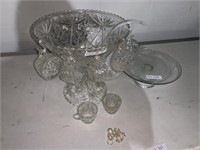 Pedestal Punch Bowl, Cake Stand, Punch Glasses