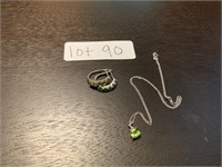 Peridot Diamond Necklace & Earring Set