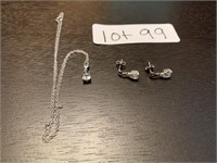 White Saffire Necklace & Earring Set