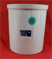 Rucnels Stoneware Crock 6 1/2 inch Tall w/Chip