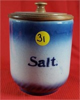 Salt  Crock Jar with Wood Lid