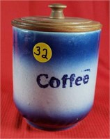 Coffee  Crock Jar with Wood Lid