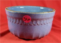 Blue Crock Bowl cracked 4 inch Tall