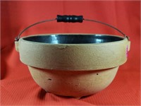Crock Bowl with Metal/Wooden Handle