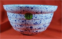 Momouth Ill USA Blue Spatterware Bowl 8 inch