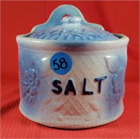 Blue & White Salt Crock with Lid 4 inch