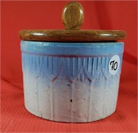 Crooksville Burley Winter Potter with Wood Lid