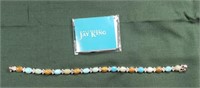 3 Color Stone Silver Braclet Jay King