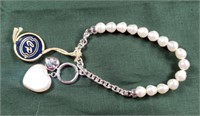 White Pearl Bracelet with Hearts CP