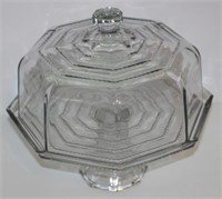octagonal glass cake stand w dome