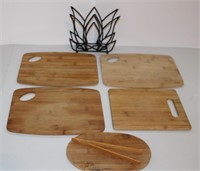 kitchenware lot w cutting boards napkin holder