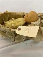 Rubber Baby Doll with Crib