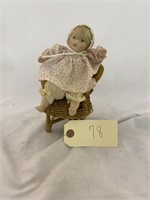 Porcelain Baby Doll with Chair