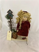 Porcelain Doll with a Birdhouse Set