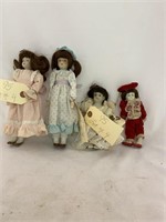 4 Porcelain Dolls NO Stands