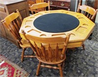 5 Pc. Modern Oak Poker Table (W/ 4 Chairs)