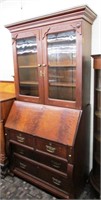 Walnut Victorian Slant Front Desk (W/ Bookcase