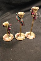 (3) Chistams Brass Candle Stick Holders Range From