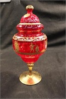 Ardelt Italian Ruby Red Glass Vase W/ Lid