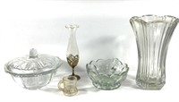 Lot of 5 Glass Pieces Inc. Anchor Hocking Vase