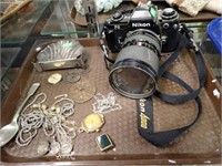 NIKON CAMERA AND MISC KNICK KNACKS