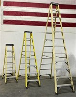 (3) Green Bull Assorted Fiberglass Step Ladders