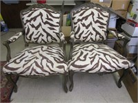Vintage Zebra Print Arm Chairs