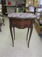 Antique French Marble Top Table 14"x19"28"T