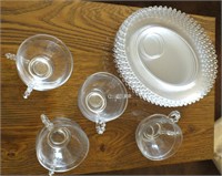 CANDLEWICK 8 SNACK TRAYS AND CUPS